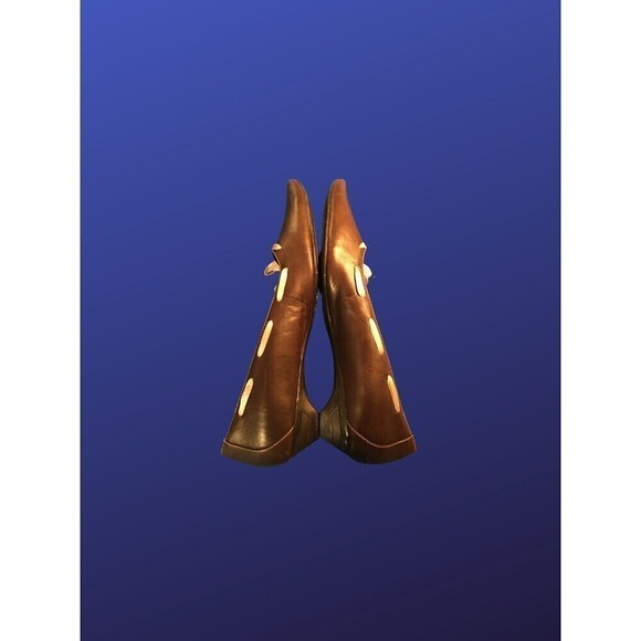 KENNETH COLE REACTION Pointed Toe Dress Flats W/Ribbon, Brown/Yellow, 11, NWOB - Picture 5 of 8